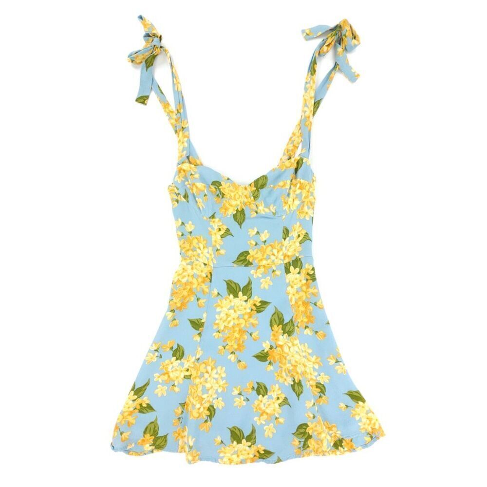 REFORMATION Niara Bustier Tie Shoulder Mini Dress Carmela Floral Coquette Lolita